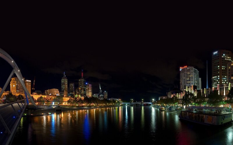 Melbourne city skyline at night