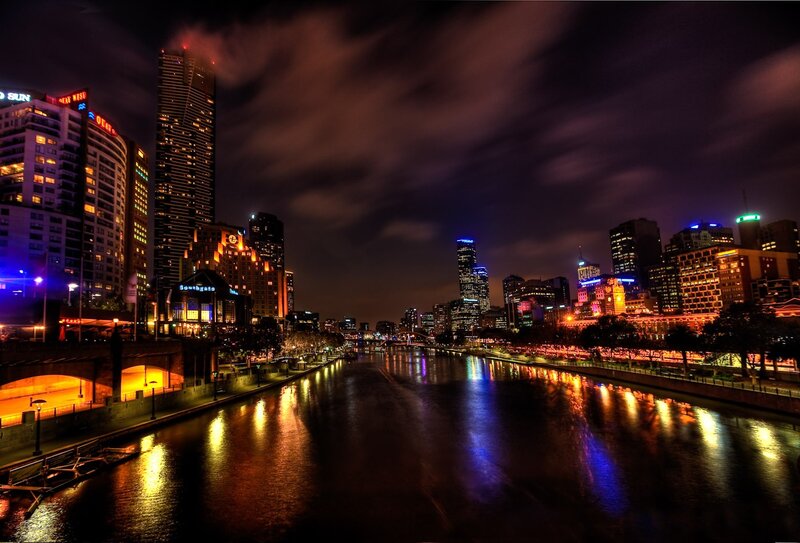 Melbourne city skyline at night
