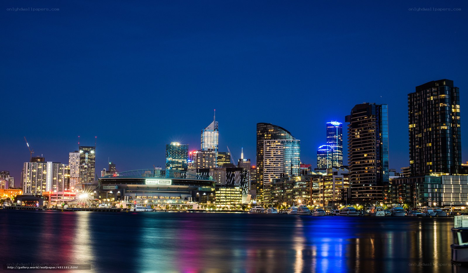 Melbourne city skyline at night