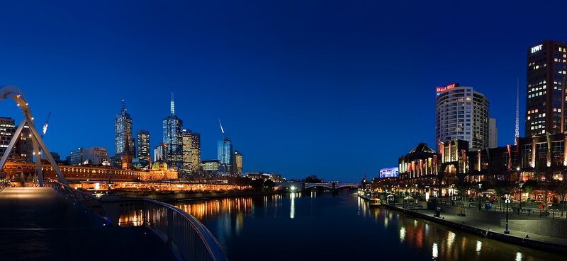 Melbourne city skyline at night