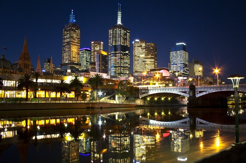 Melbourne City Skyline — Blue, Calm