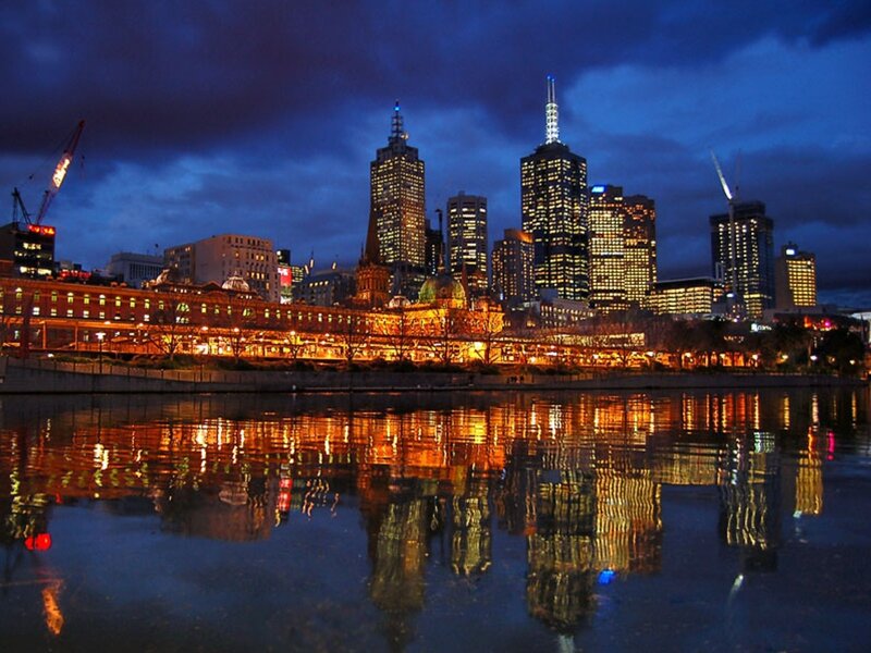 Melbourne City Skyline — Blue, Dramatic, Night