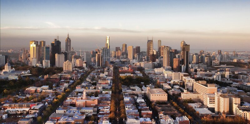 Melbourne City Skyline — Blue, Serene, Sunset, Photograph