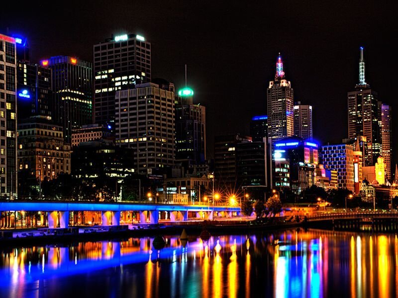 Melbourne City Skyline — Blue