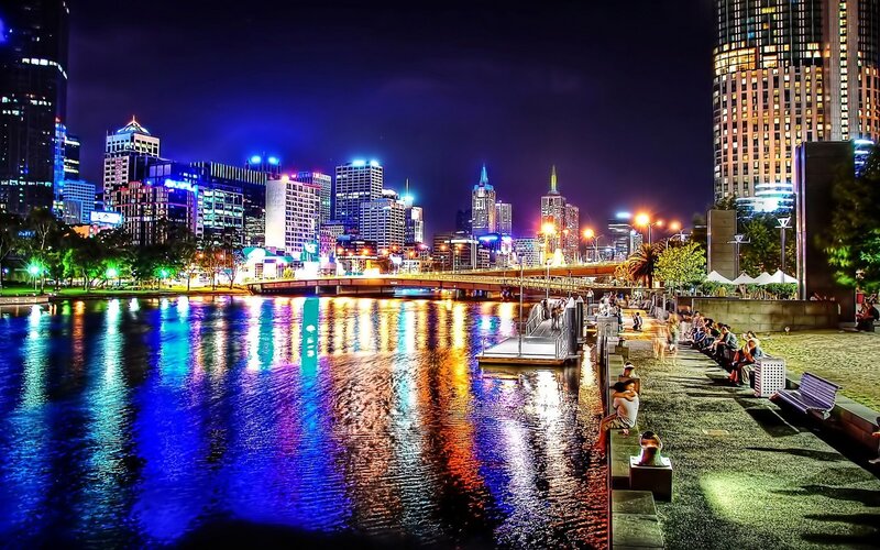 Melbourne City Skyline — Blue, Vibrant