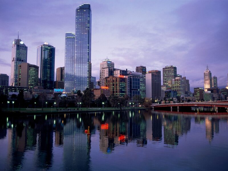 Melbourne City Skyline — Purple, Serene