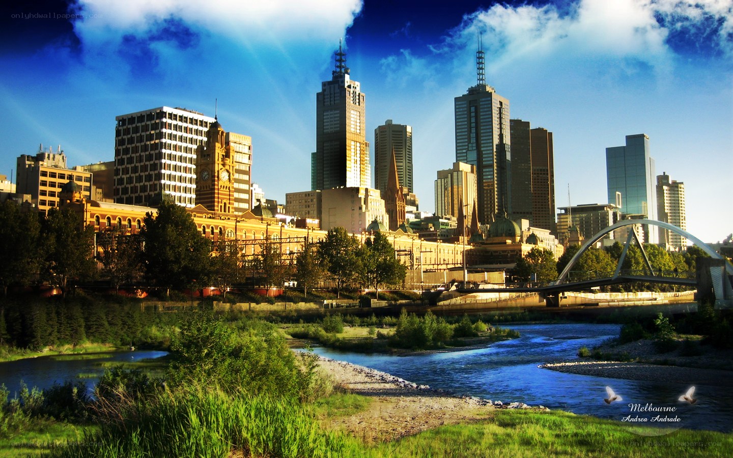 Melbourne city skyline view