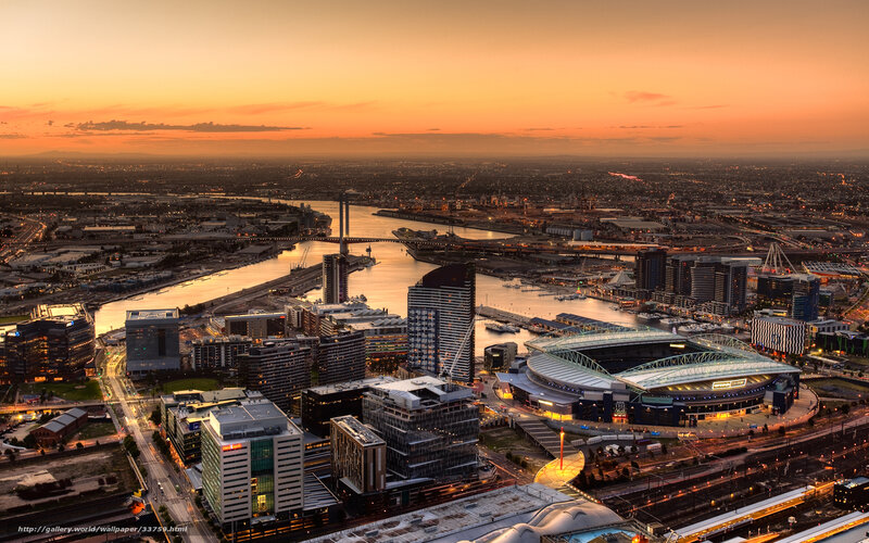 Melbourne cityscape at sunset