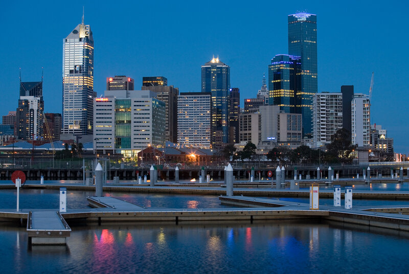 Melbourne Skyline at Dusk — Blue, Calm