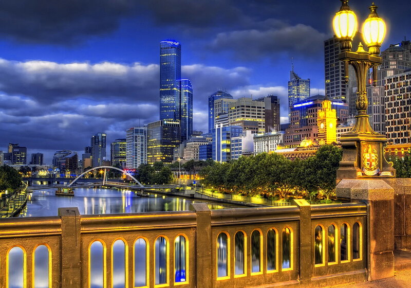 Melbourne Skyline at Dusk — Blue