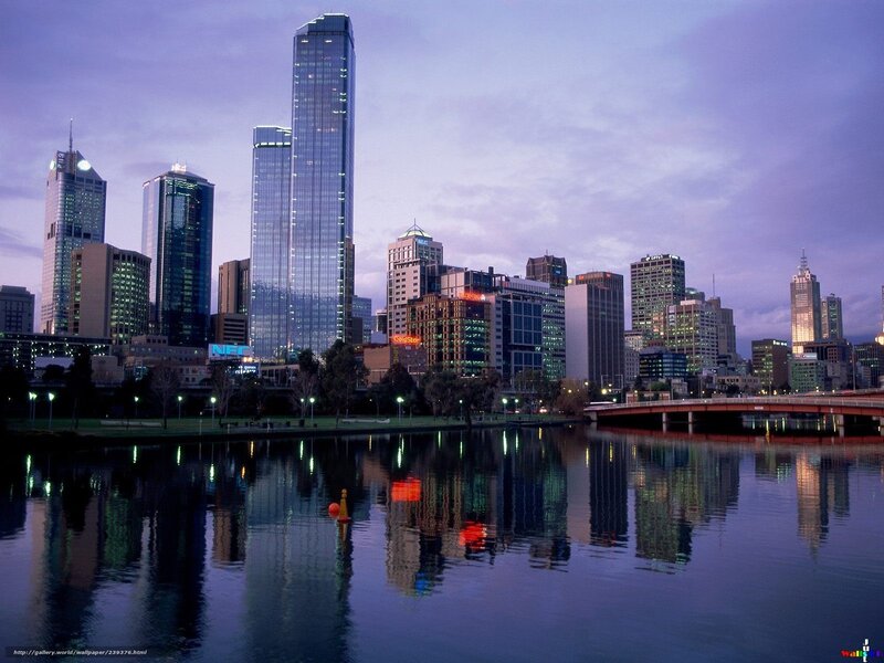 Melbourne Skyline at Dusk — Purple, Serene