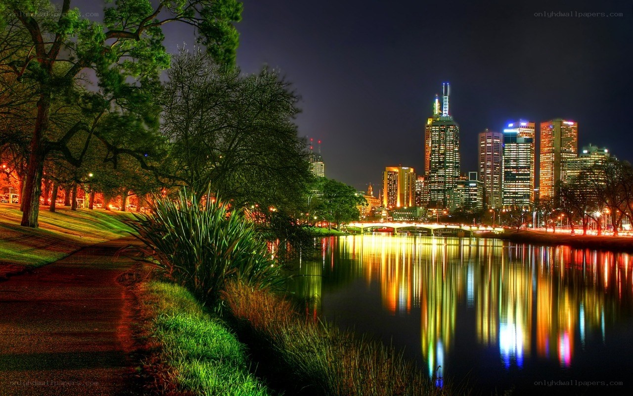 Melbourne skyline at night