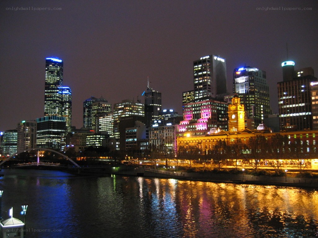 Melbourne skyline at night