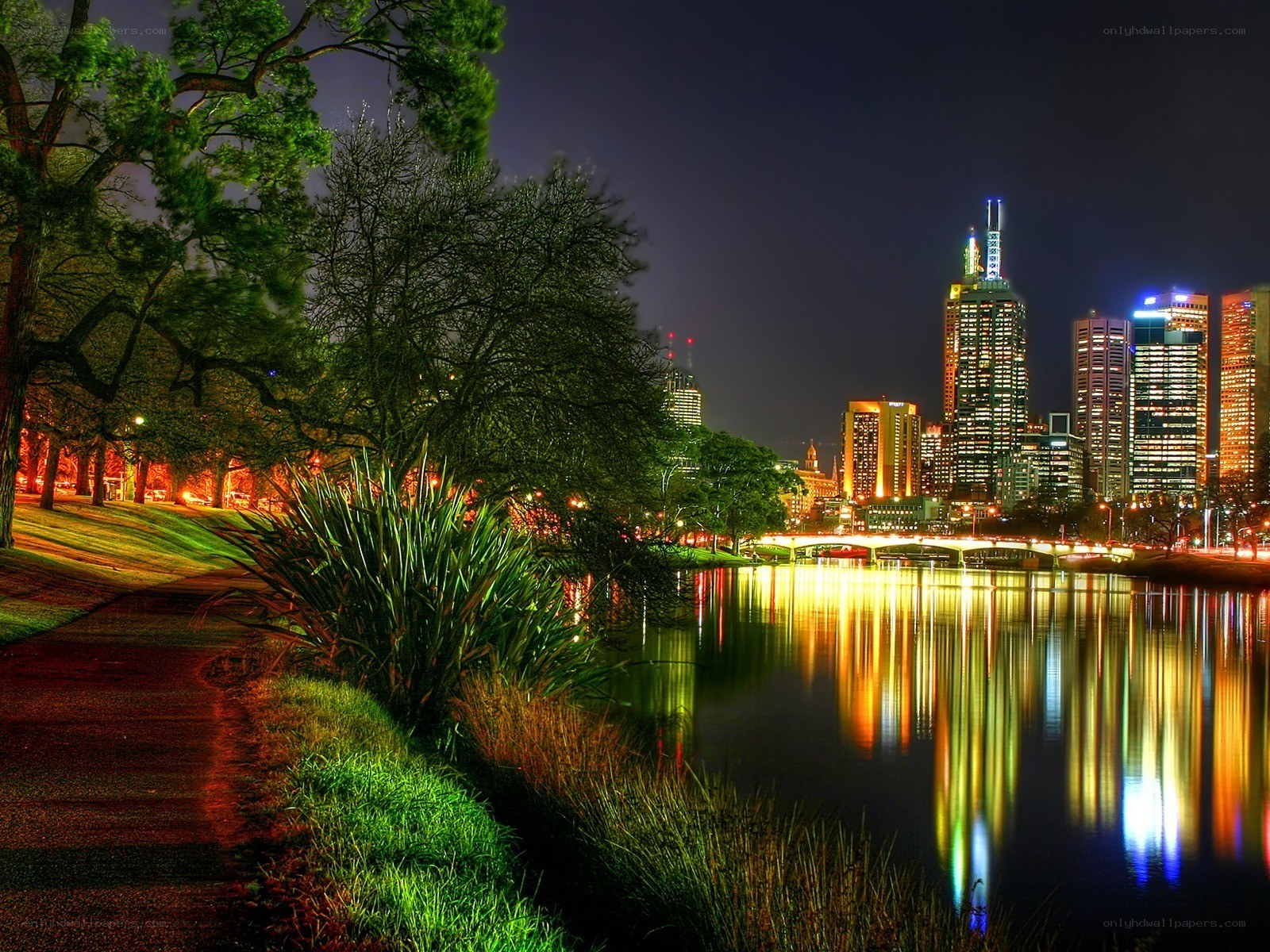 Melbourne skyline at night