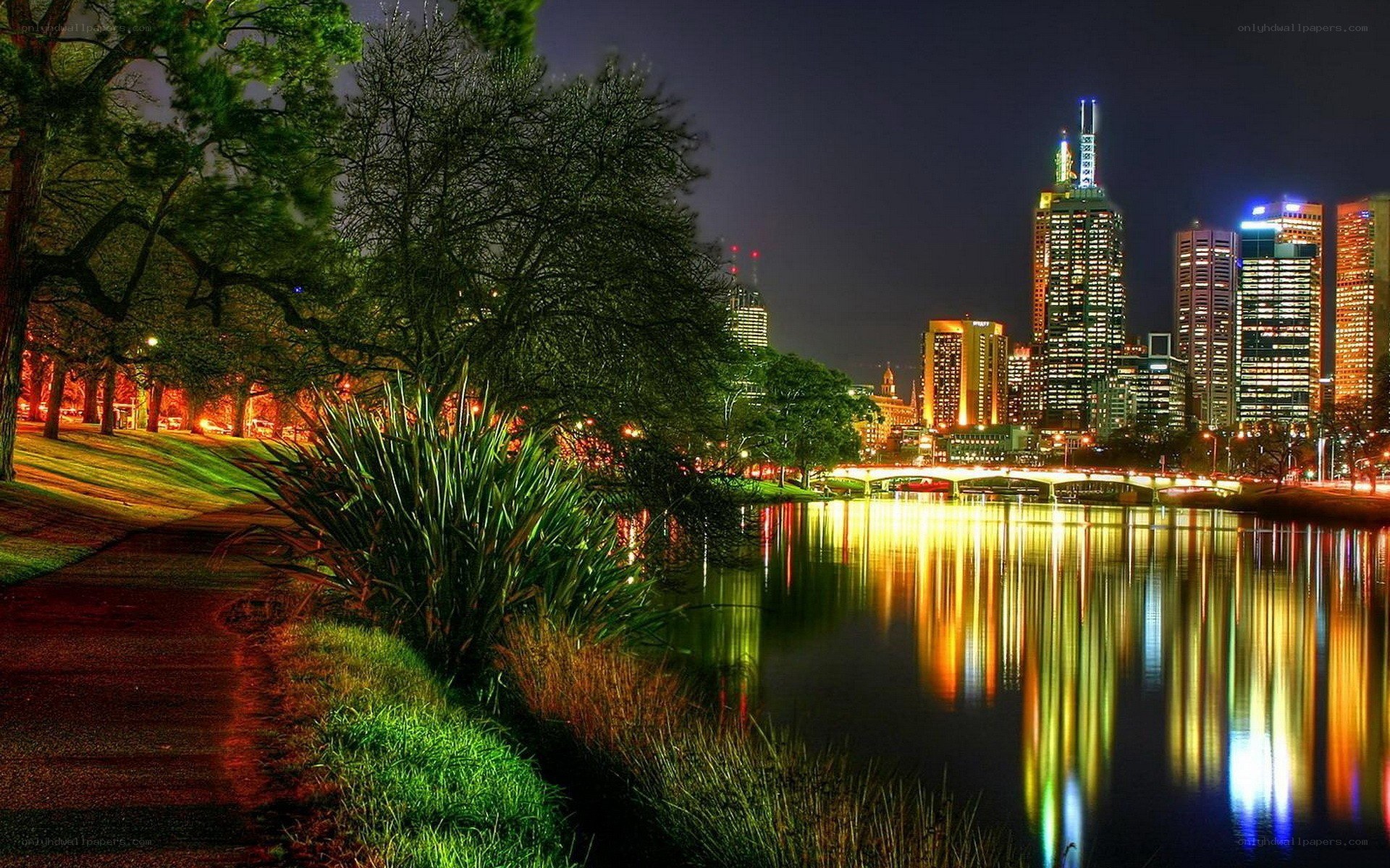 Melbourne skyline at night