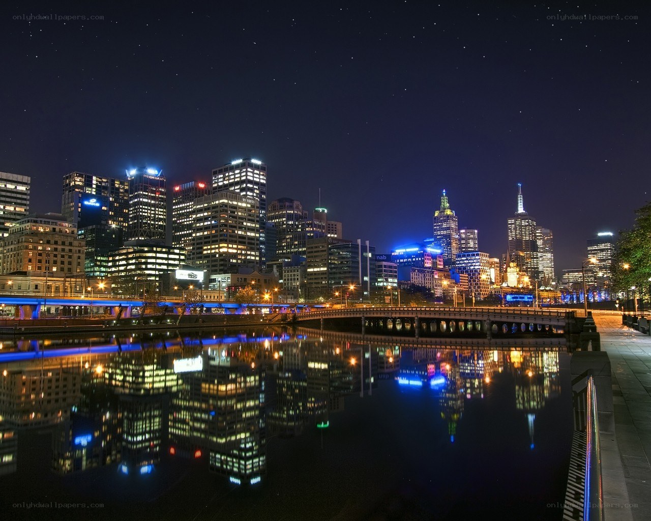 Melbourne skyline at night