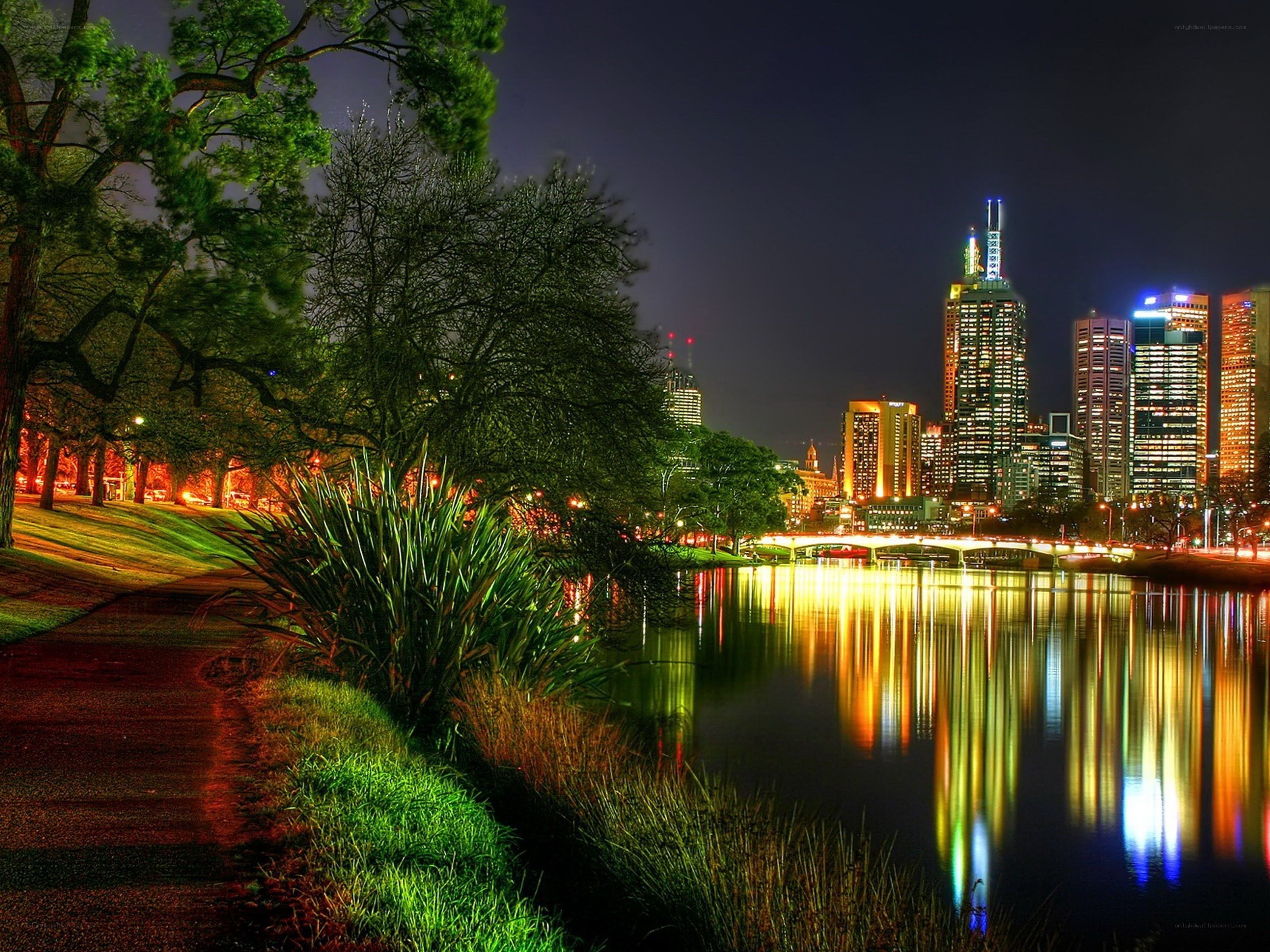 Melbourne skyline at night