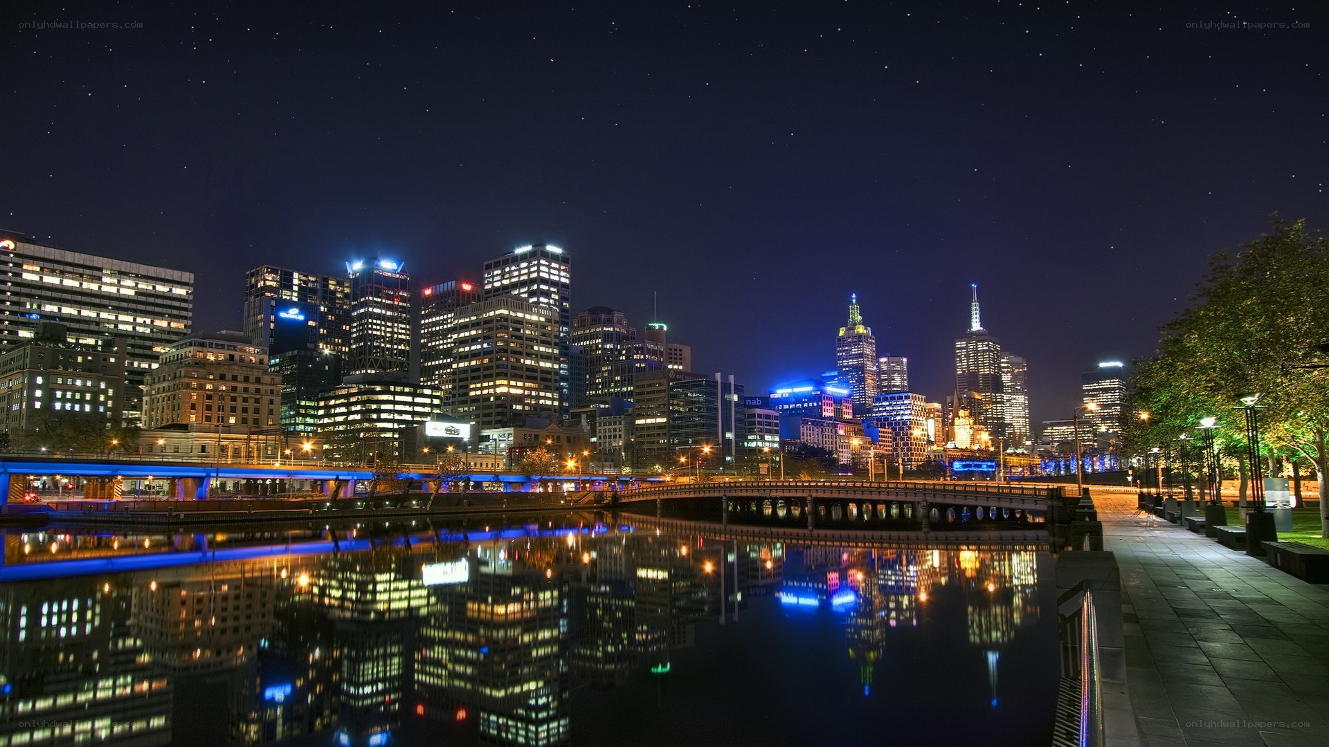 Melbourne skyline at night