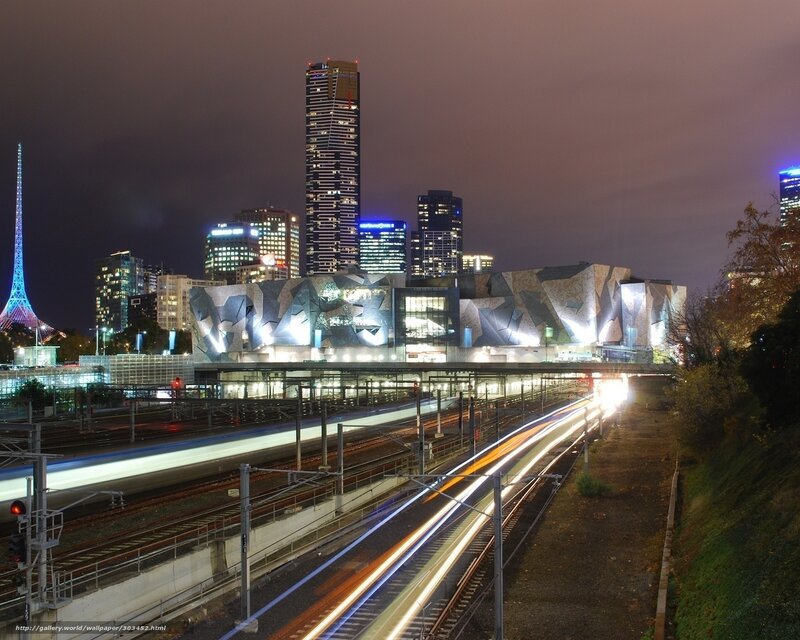Melbourne Skyline at Night — Black, Dramatic