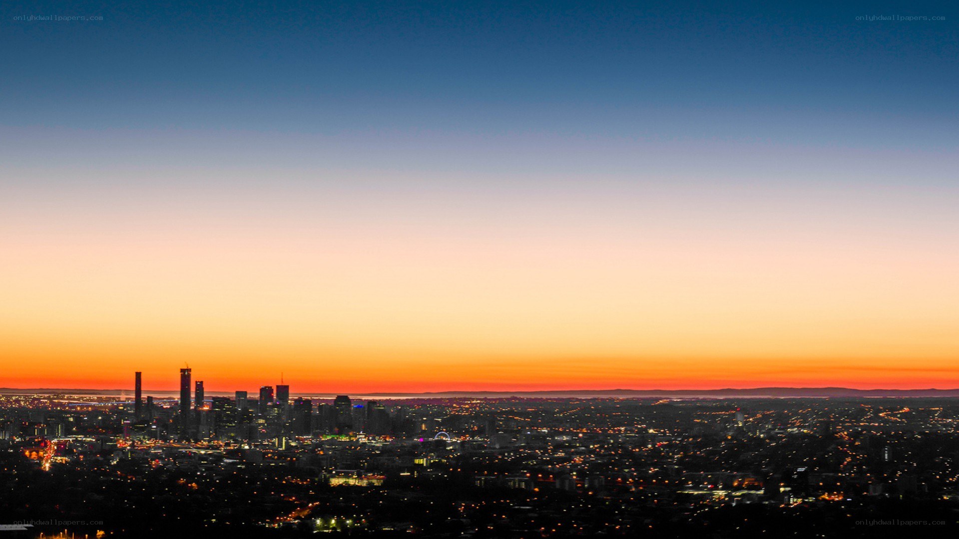 Melbourne skyline at sunset