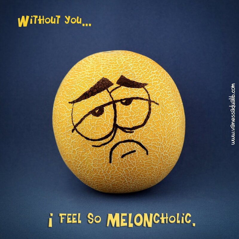 Melon with sad face