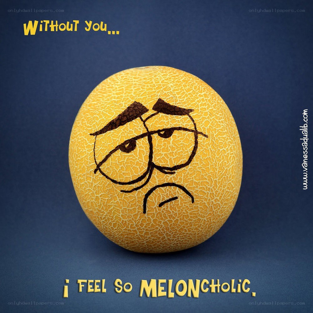 Melon with sad face