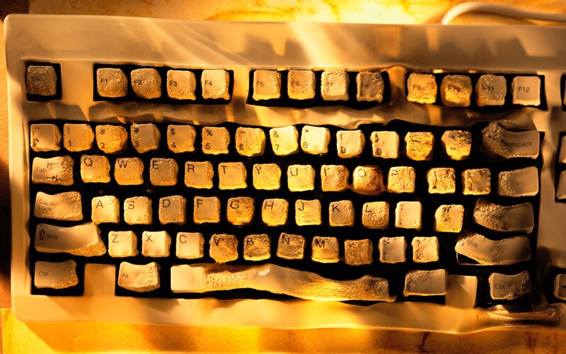 Melted keyboard under heat