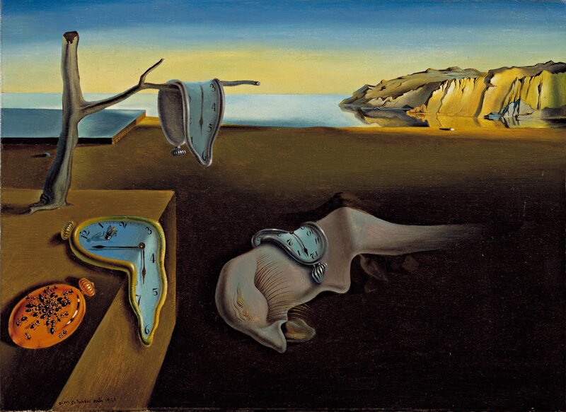 Melting Clocks Landscape — Brown, Dreamlike, Sunset, Painting