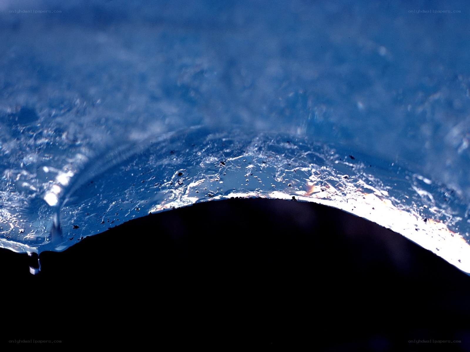 melting ice under blue light