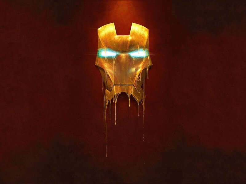 Melting Iron Man Helmet — Gold, Dramatic