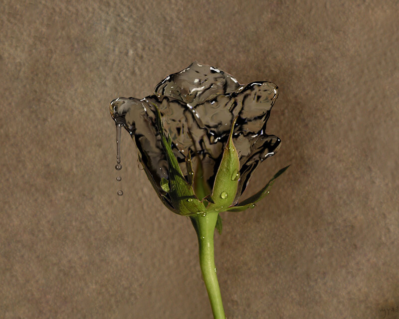 Melting rose sculpture