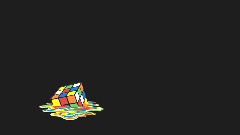 Melting Rubik's Cube — Black, Minimalist, Digital Art