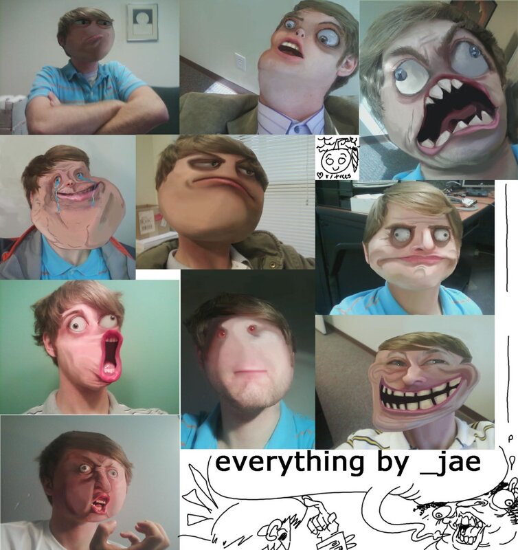 meme collage of distorted faces