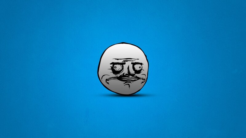 Meme Face on Blue Background — Neutral, Digital Art