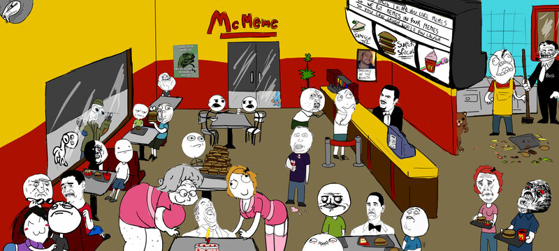Meme-themed fast food restaurant