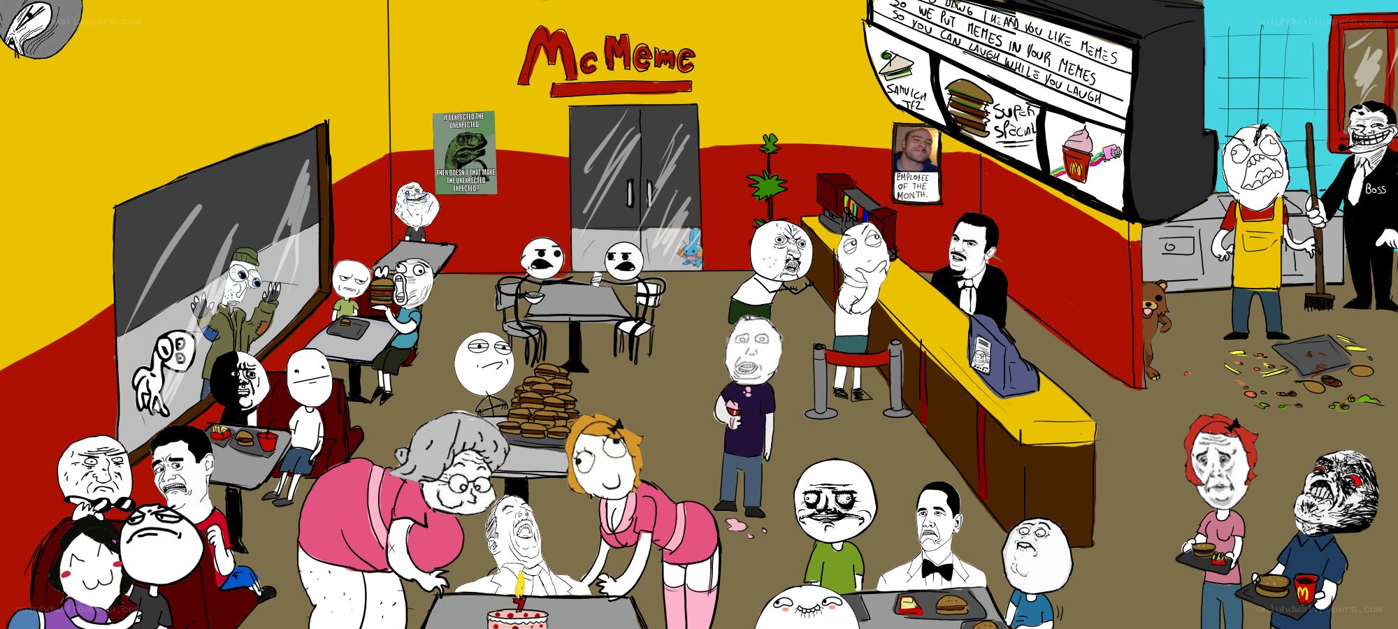 Meme-themed fast food restaurant