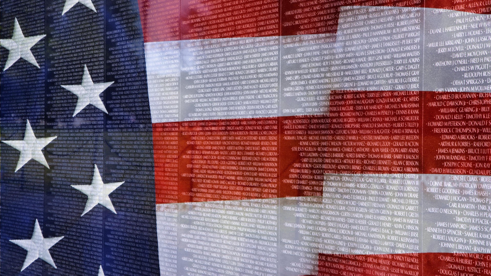 Memorial wall with flag design