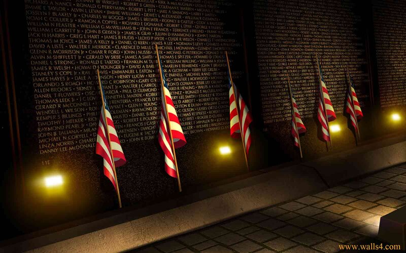 Memorial Wall with Flags — Black