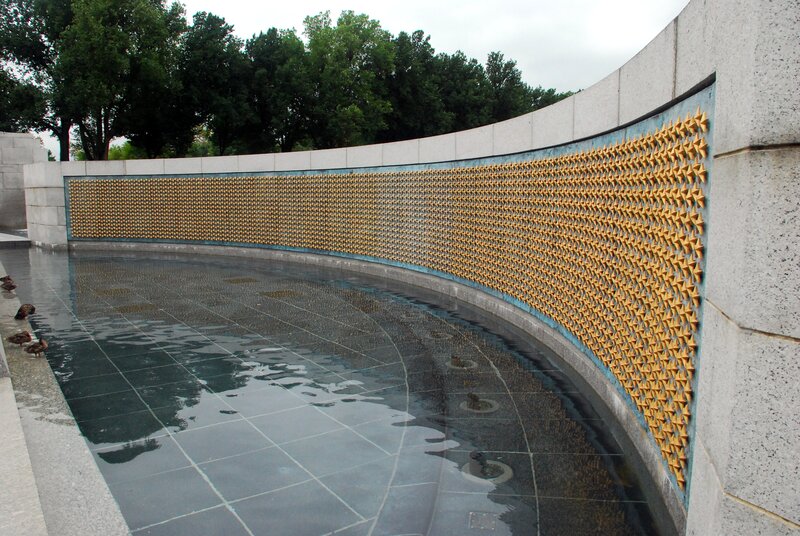 memorial wall with golden stars