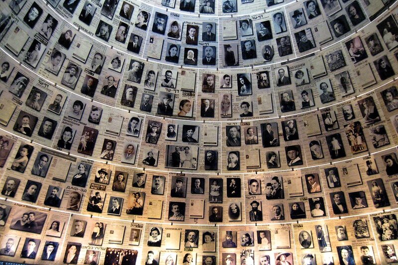 Memorial wall with photographs