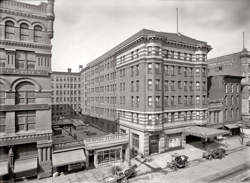 Memphis street scene with historic buildings
