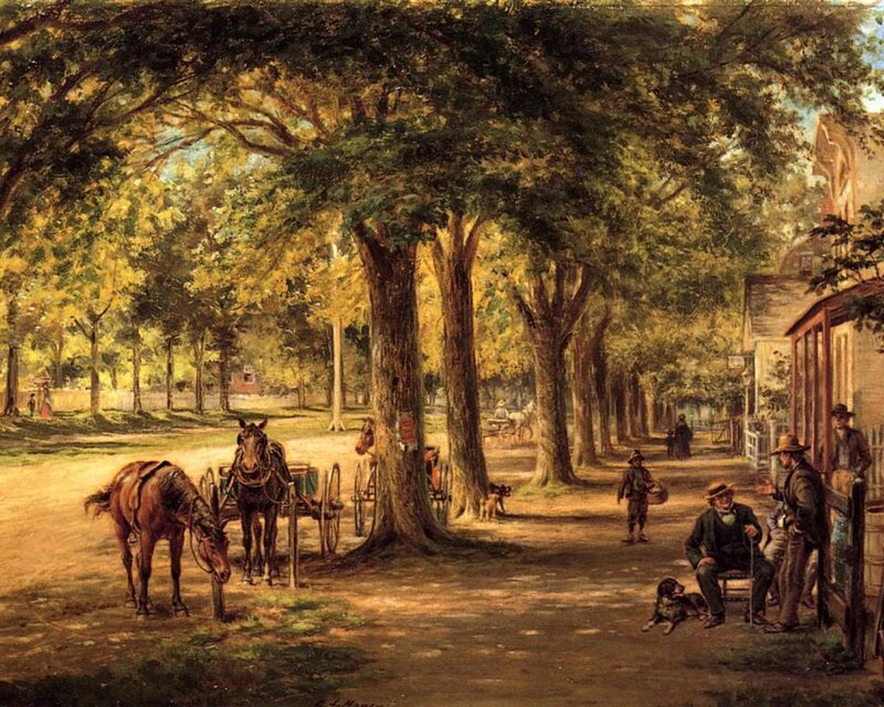 Men and Horses in Park