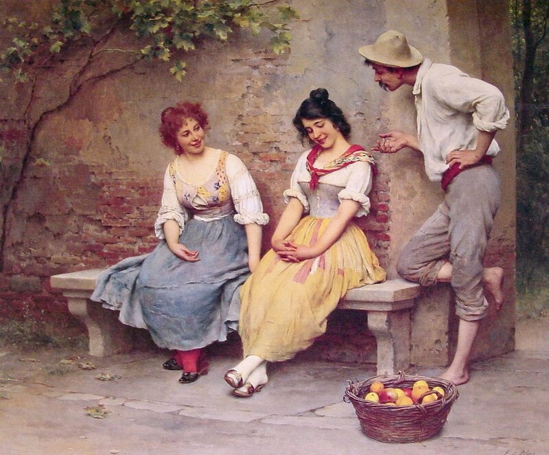 Men and women on a bench