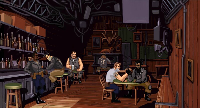 Men Arm-wrestling in Bar