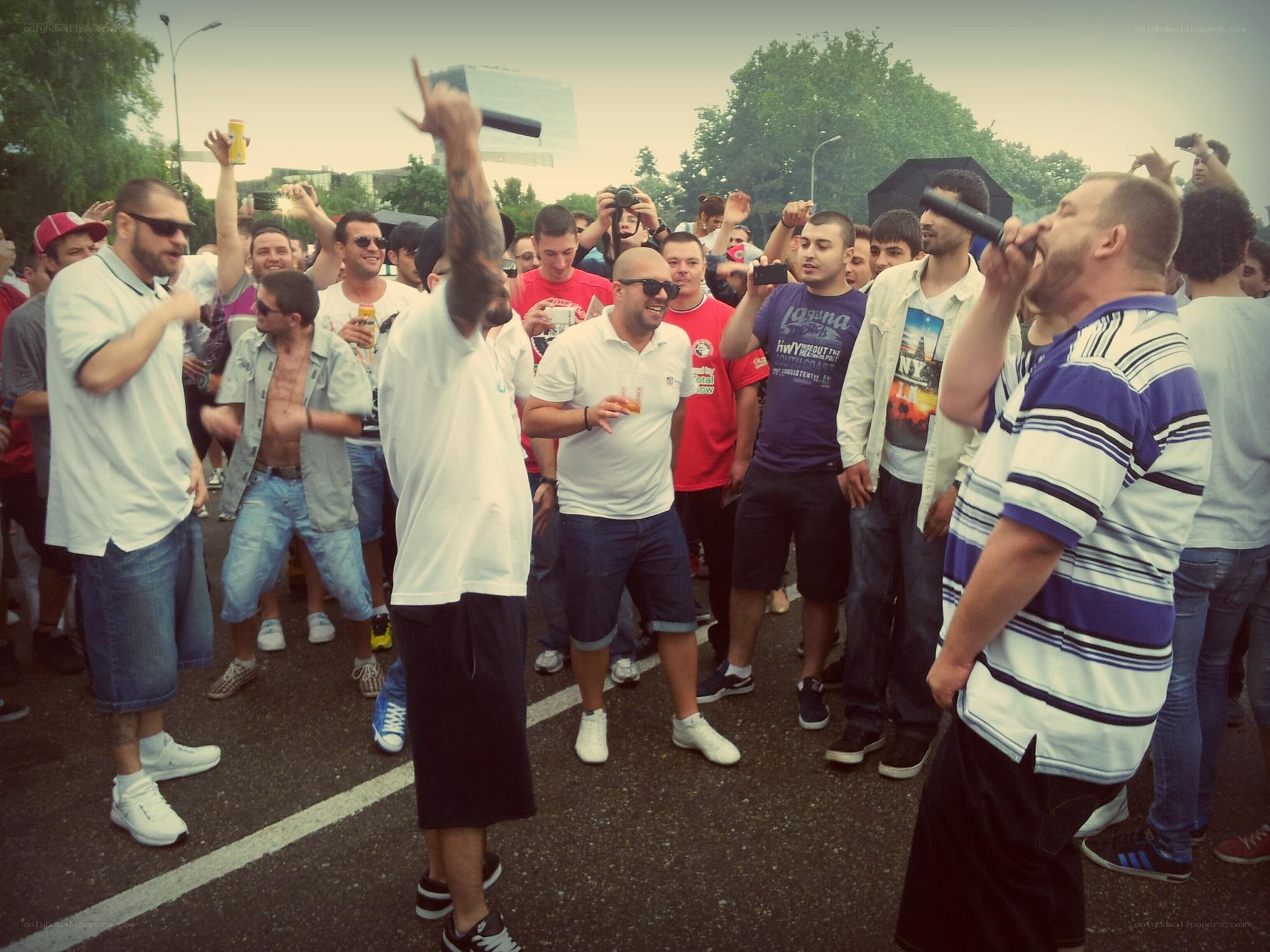 Men at a street party