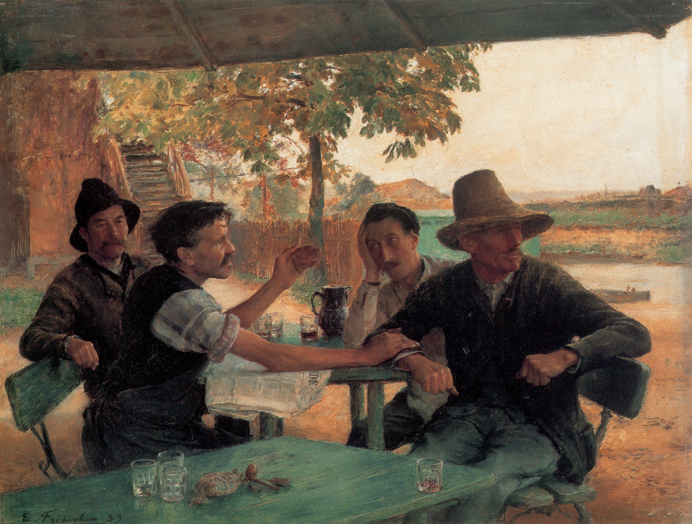 Men at a tavern table