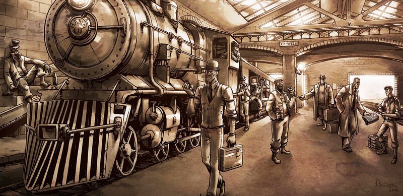 Men at Train Station