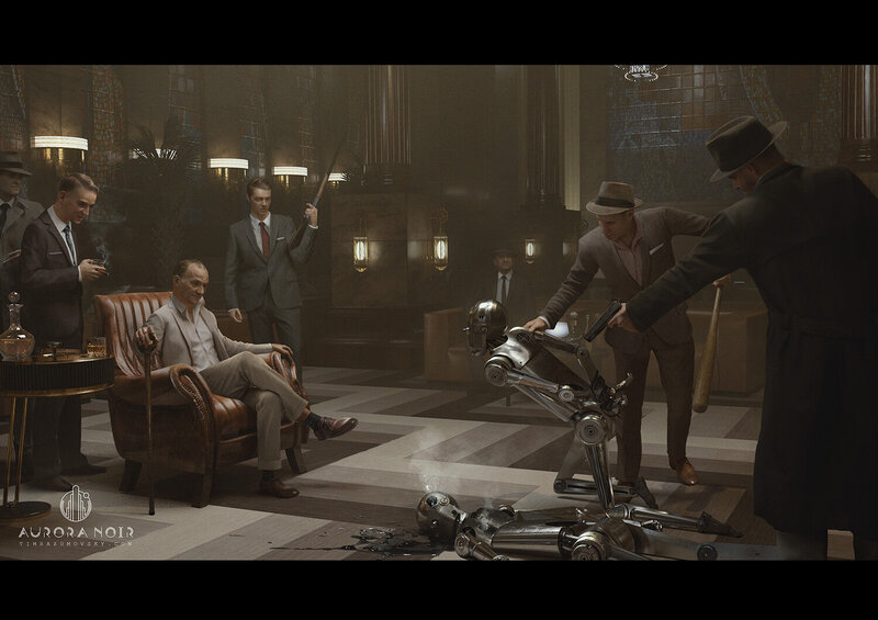 Men Attacking Robots