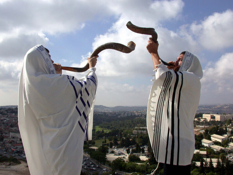 Men Blowing Shofars