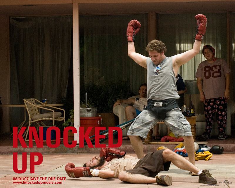 Men Boxing on Patio — Red